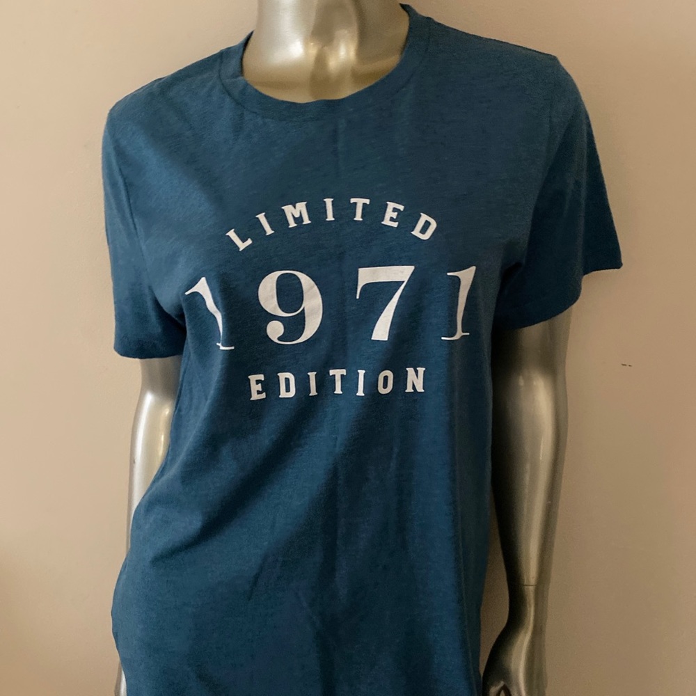 51st Birthday Vintage limited edition born in 1971 T-shirt size M turquoise